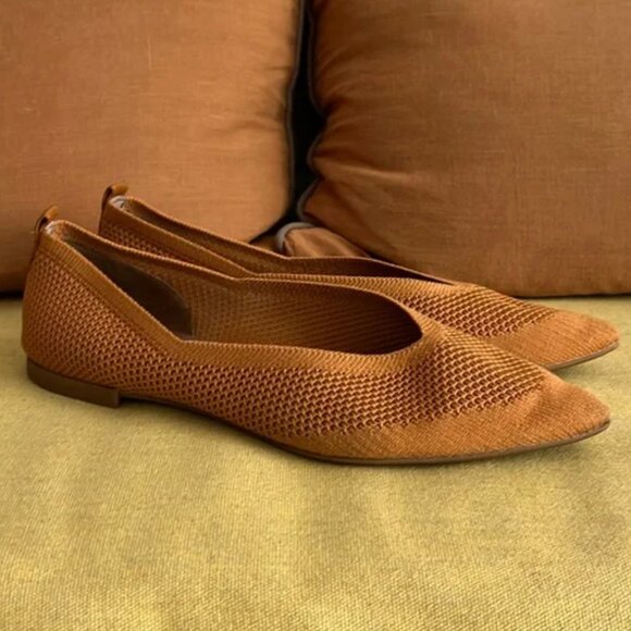 Everlane ReKnit 40-Hour Flat Pointed Toe Knit Ballet Shoe Toffee Tan 9.5 - Picture 3 of 7